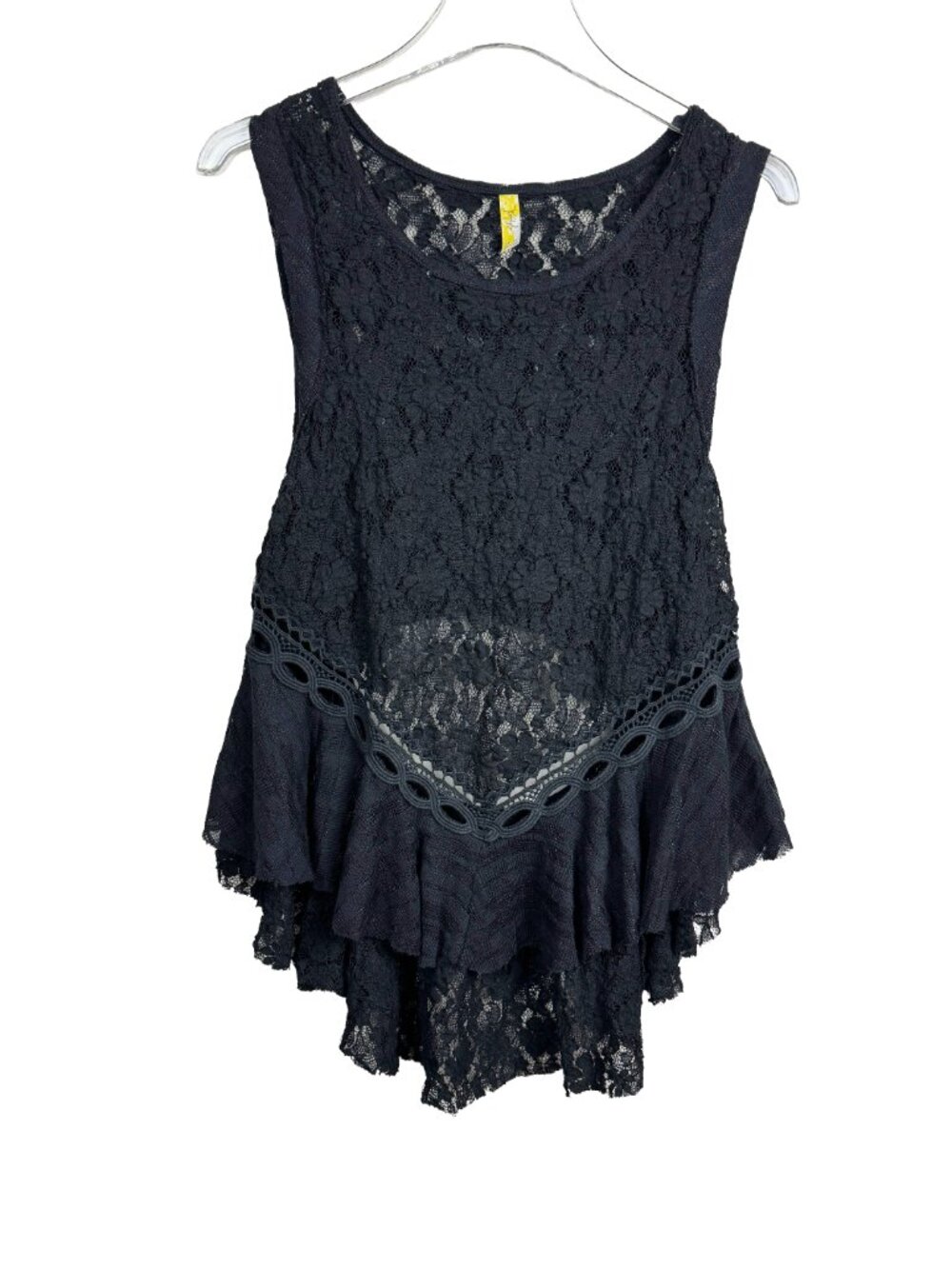 Free People Black Lace Babydoll Tank Sz M Fairy Grunge Whimsigoth Boho Festival